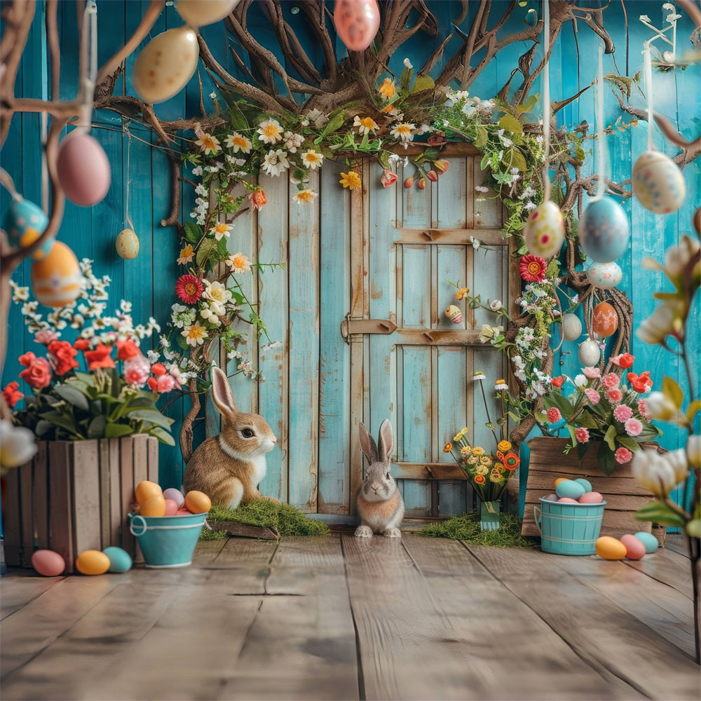 Easter Themed Backdrop Bunny Garden Rustic Door Backdrop BRP12-402