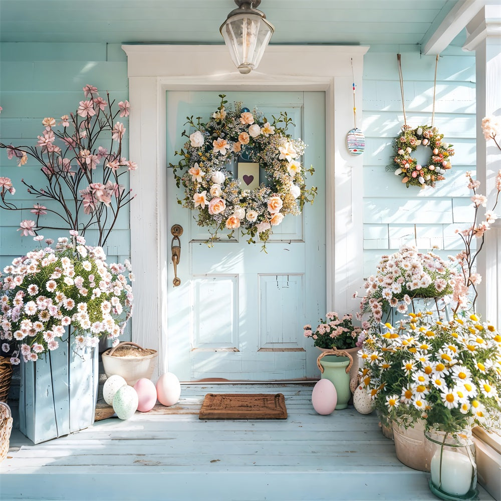 Backdrop For Easter Spring Porch Floral Wreath Backdrop BRP12-408