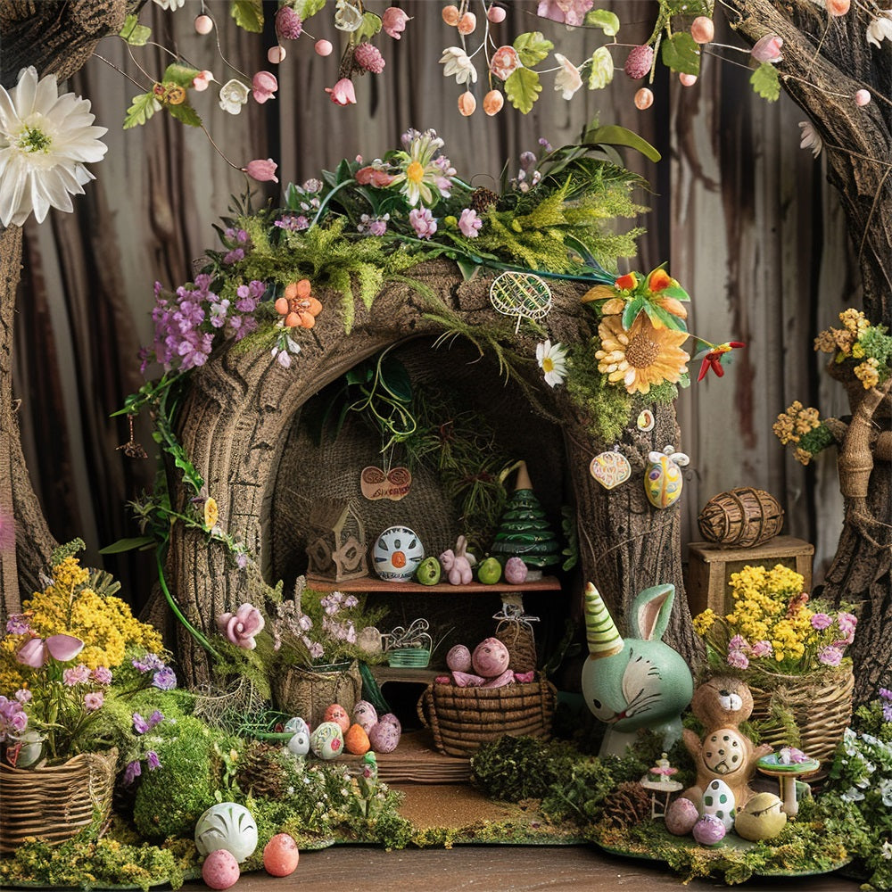 Easter Photo Backdrops Rustic Tree House Bunny Decor Backdrop BRP12-411