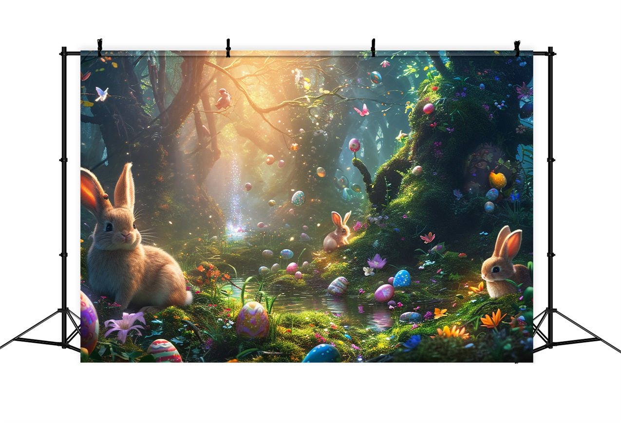 Easter Photo Backdrop Bunny Egg Hunt Forest Backdrop BRP12-422