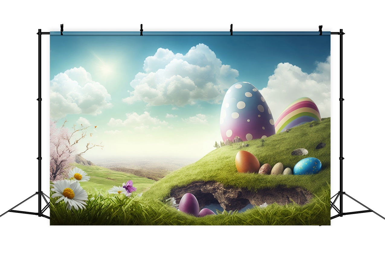 Easter Photography Backdrop Spring Eggs Scene Backdrop BRP12-425