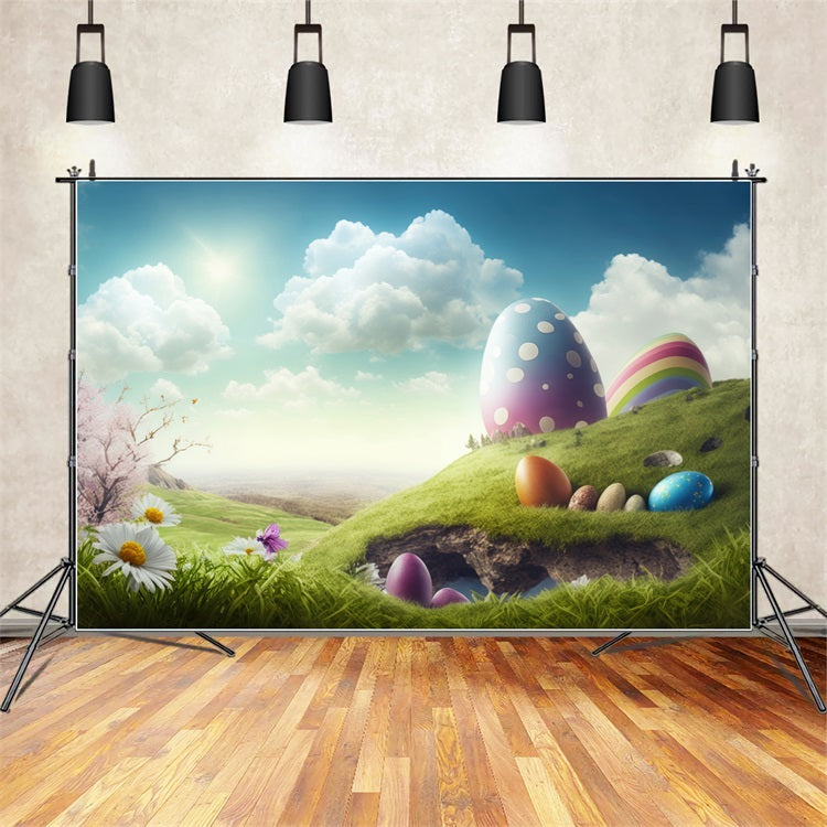 Easter Photography Backdrop Spring Eggs Scene Backdrop BRP12-425