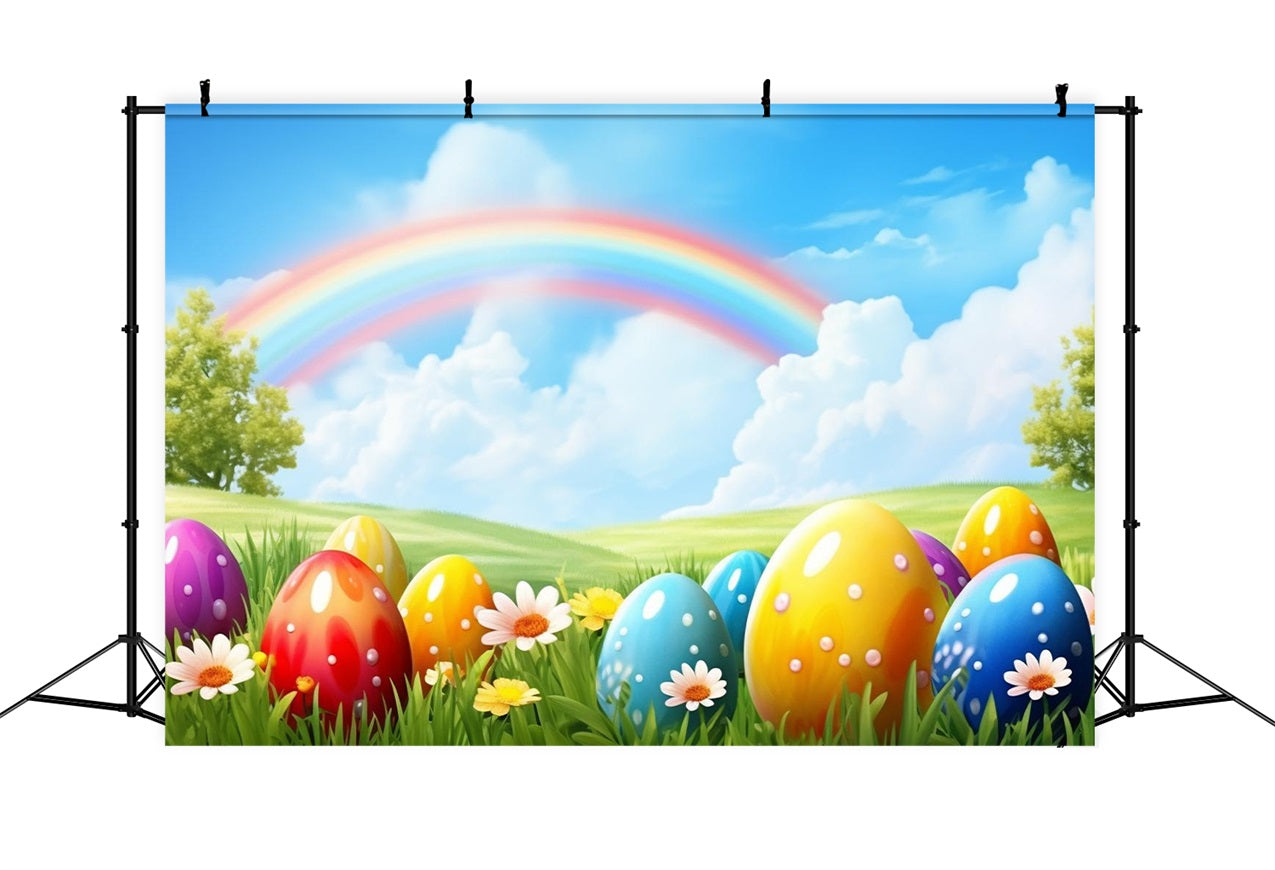 Easter Backdrops Photography Rainbow Grassland Egg Backdrop BRP12-426