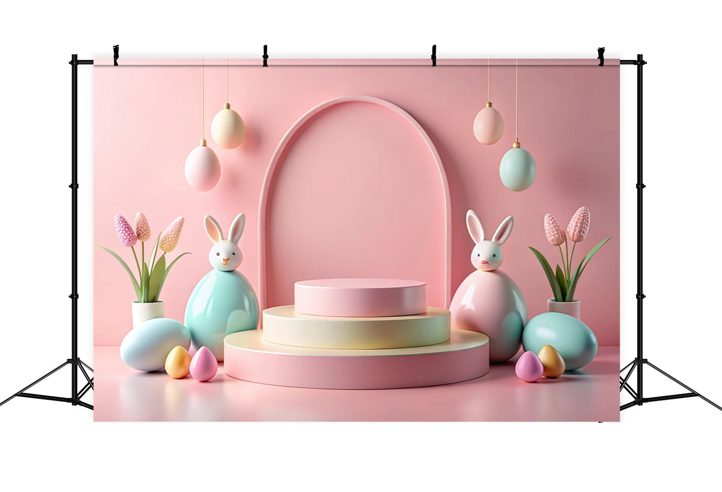 Easter Bunny Photo Backdrop Pink Arch Decor Backdrop BRP12-429