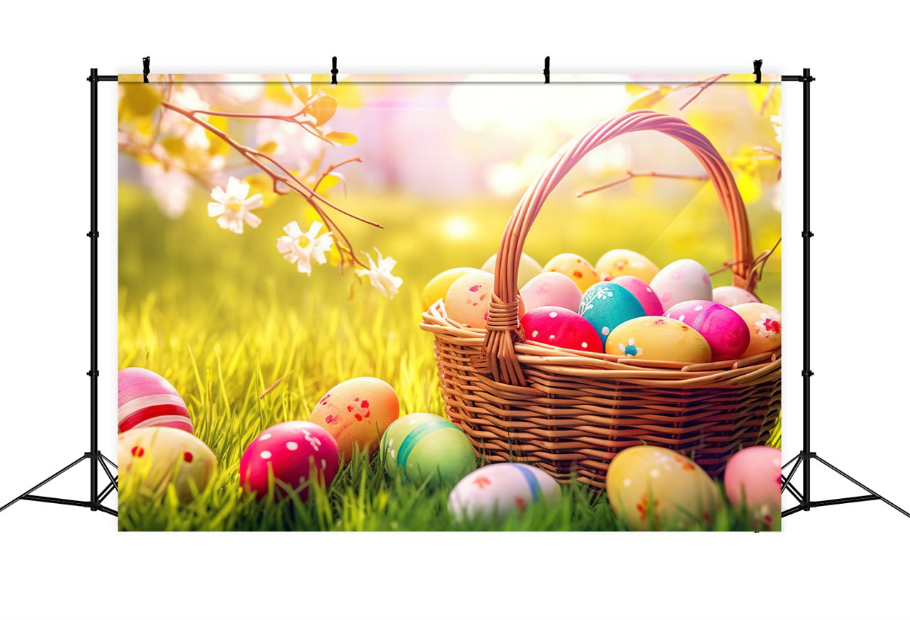 Easter Egg Backdrop Spring Basket Eggs Nature Photography Backdrop BRP12-431