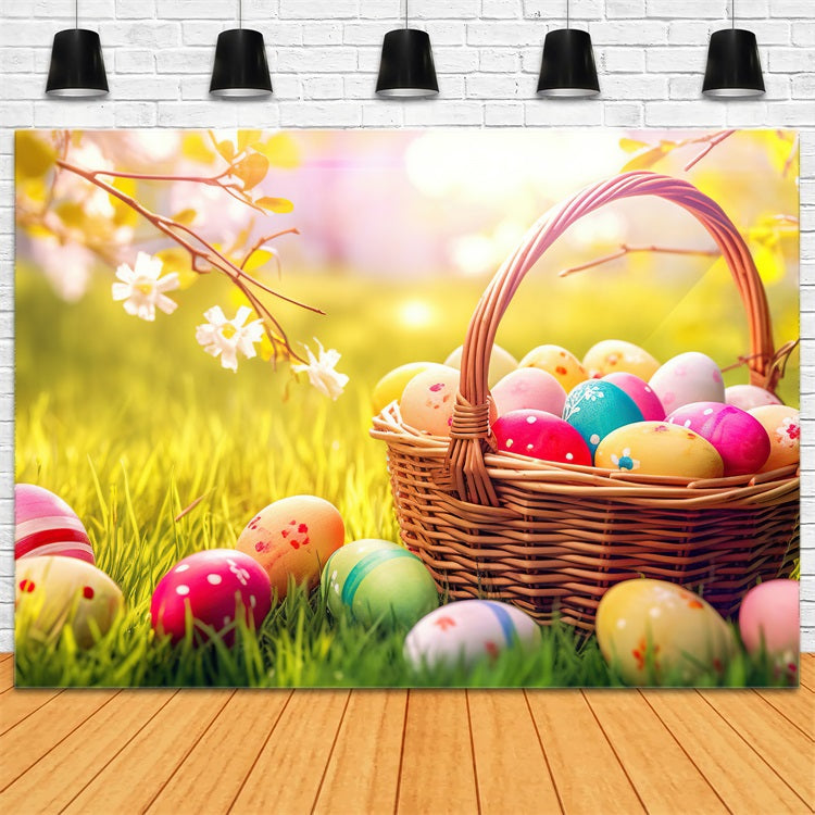 Easter Egg Backdrop Spring Basket Eggs Nature Photography Backdrop BRP12-431