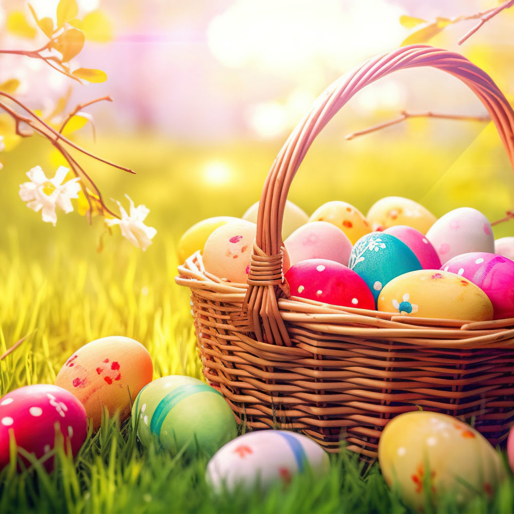 Easter Egg Backdrop Spring Basket Eggs Nature Photography Backdrop BRP12-431