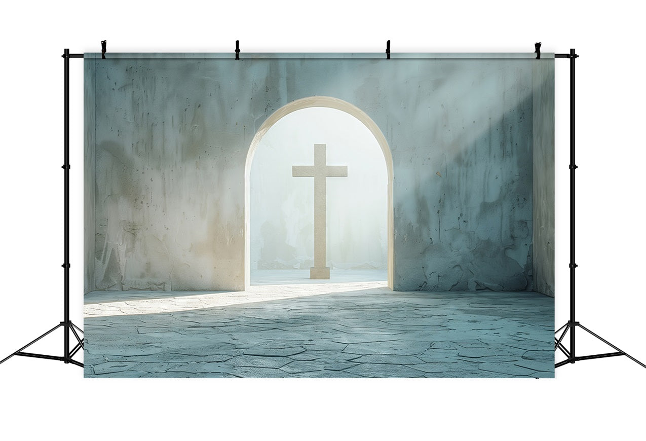 Backdrop Easter Minimalist Cross Stone Arch Backdrop BRP12-436