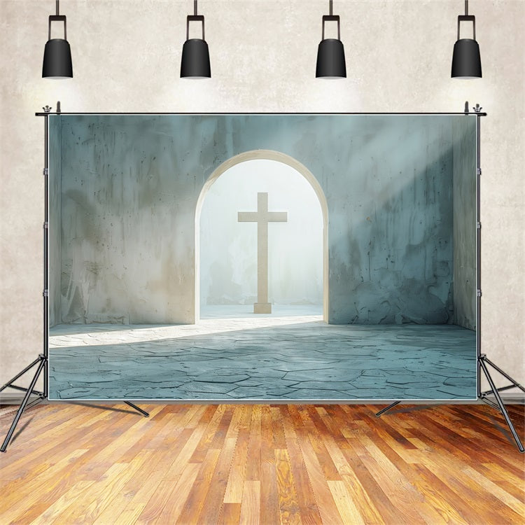 Backdrop Easter Minimalist Cross Stone Arch Backdrop BRP12-436