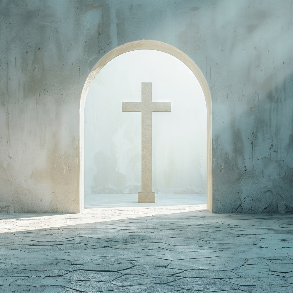 Backdrop Easter Minimalist Cross Stone Arch Backdrop BRP12-436