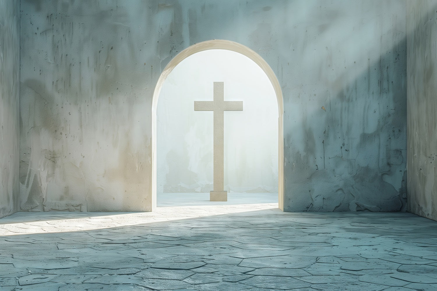 Backdrop Easter Minimalist Cross Stone Arch Backdrop BRP12-436