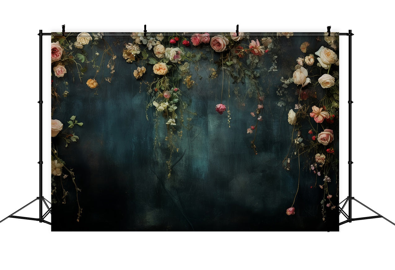 Maternity Shoot Backdrop Rose Vintage Blue Wall Backdrop BRP12-44