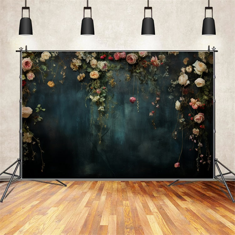 Maternity Shoot Backdrop Rose Vintage Blue Wall Backdrop BRP12-44