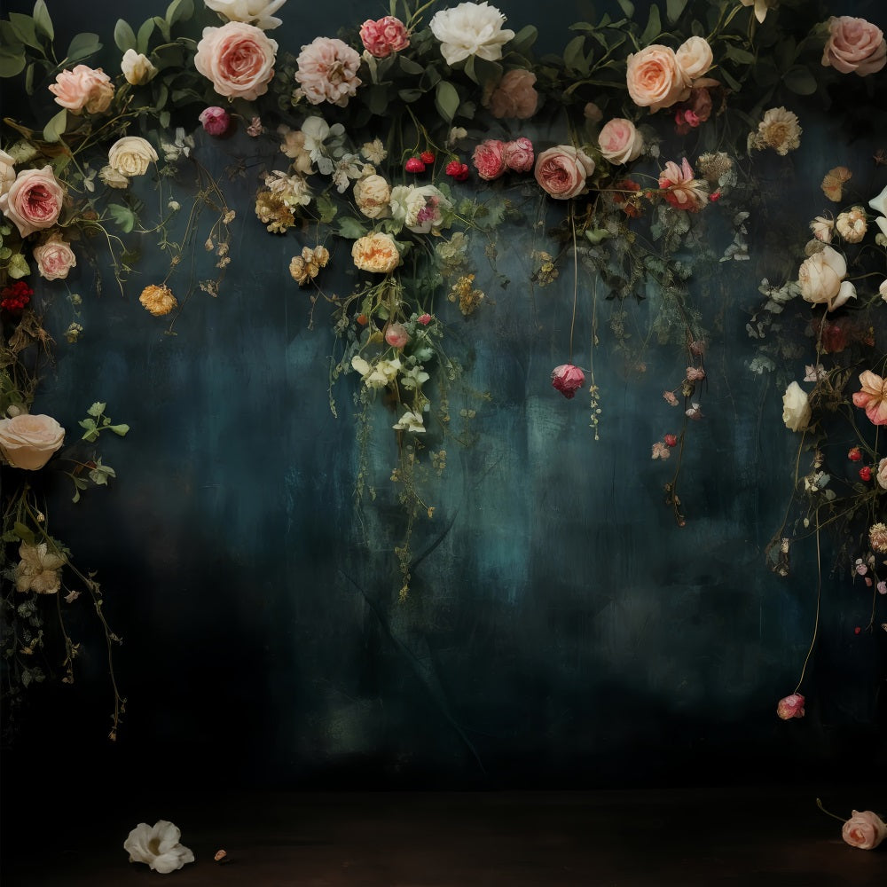 Maternity Shoot Backdrop Rose Vintage Blue Wall Backdrop BRP12-44