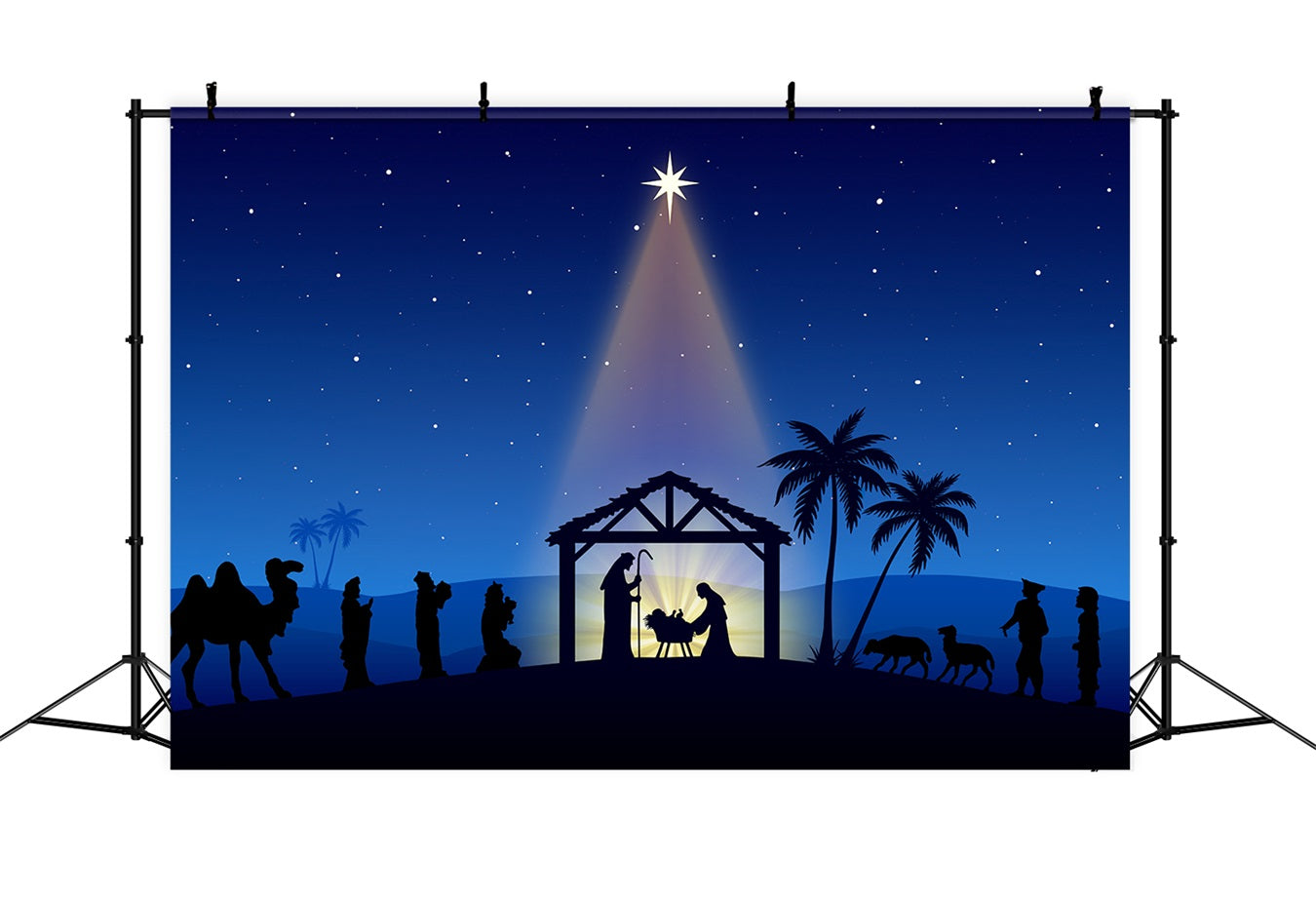 Nativity Backdrops Holy Light Manger Silhouette Scene Backdrop BRP12-440