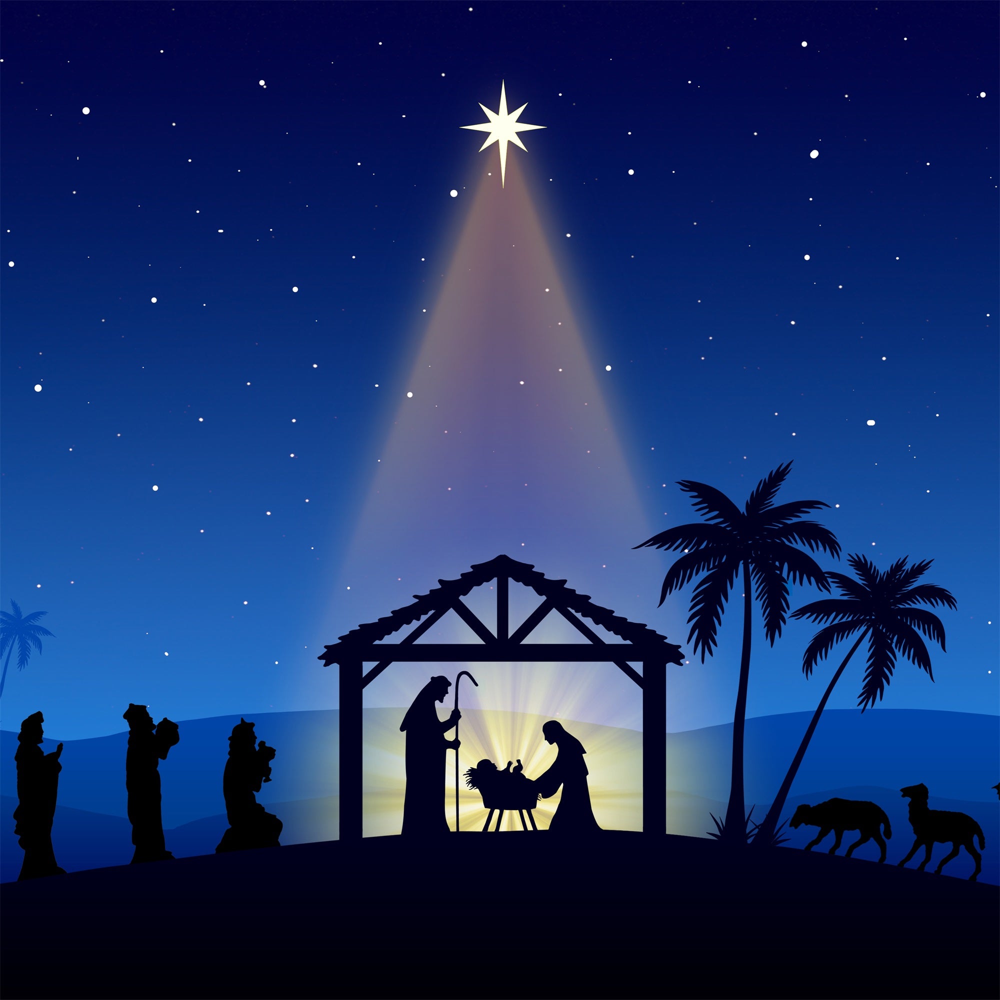 Nativity Backdrops Holy Light Manger Silhouette Scene Backdrop BRP12-440