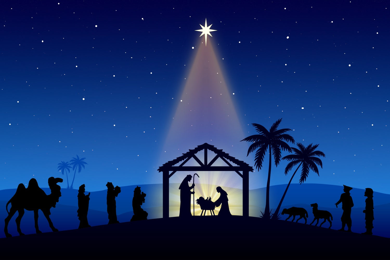 Nativity Backdrops Holy Light Manger Silhouette Scene Backdrop BRP12-440