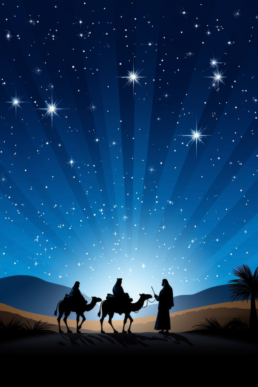 Backdrop Nativity Three Kings Starry Night Backdrop BRP12-445