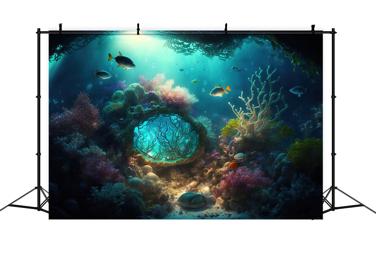 Mermaid Backdrops Colorful Coral Aquatic Plants Backdrop BRP12-46