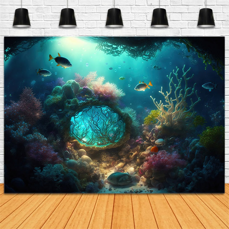 Mermaid Backdrops Colorful Coral Aquatic Plants Backdrop BRP12-46