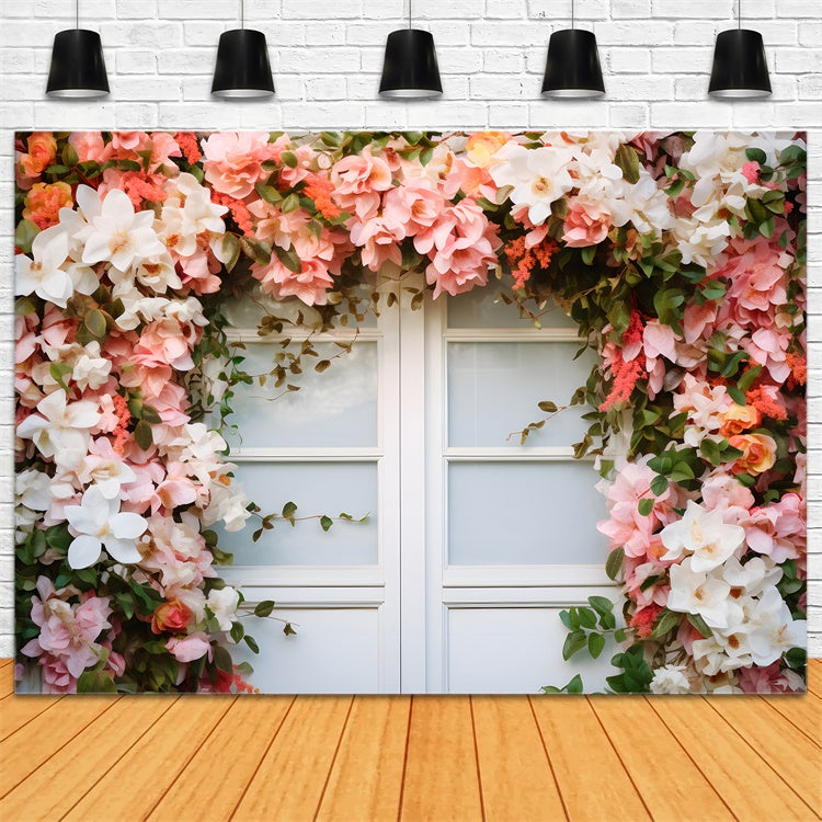 Spring Backdrop Ideas Charming Flowers White Window Backdrop BRP12-462