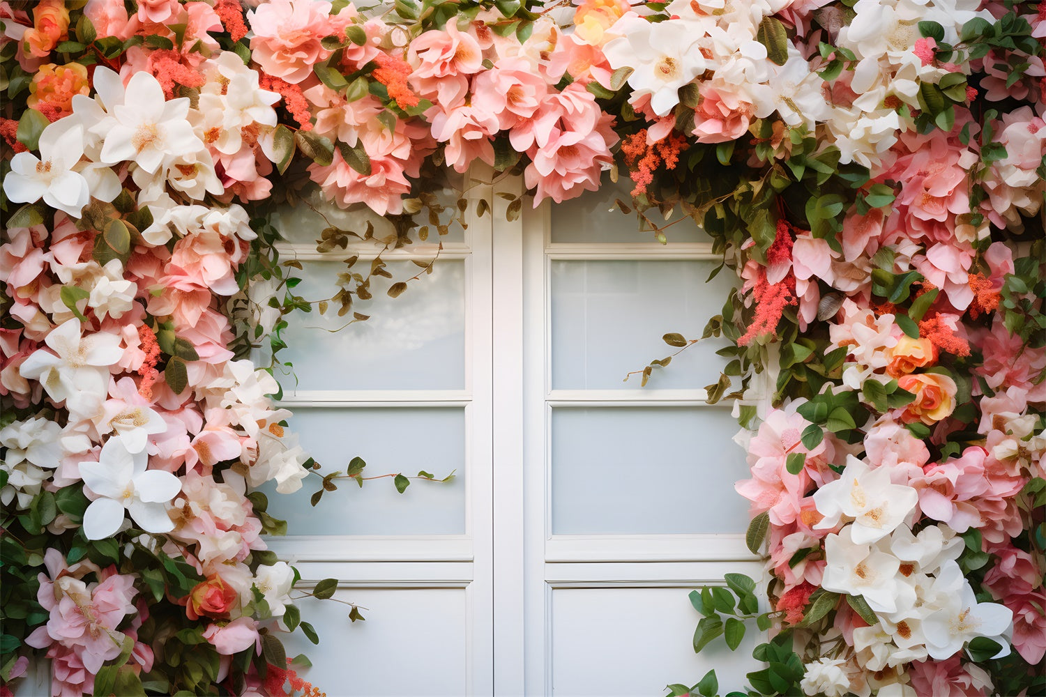 Spring Backdrop Ideas Charming Flowers White Window Backdrop BRP12-462