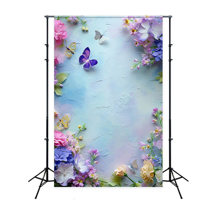 Backdrops For Spring Dreamy Floral Fluttering Butterflies Backdrop BRP12-465