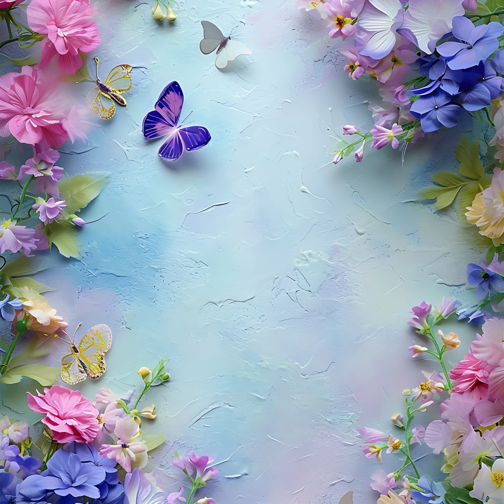 Backdrops For Spring Dreamy Floral Fluttering Butterflies Backdrop BRP12-465