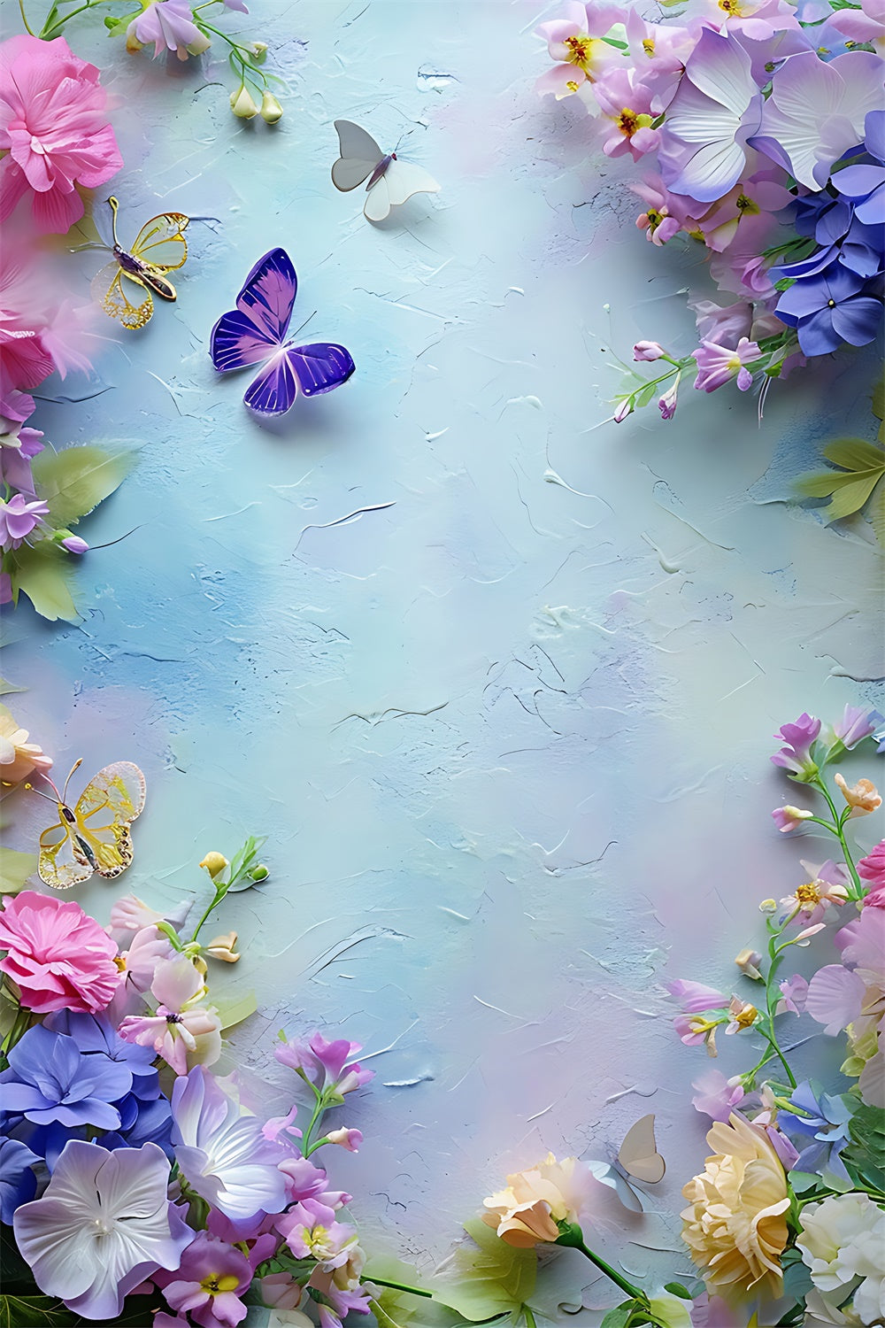 Backdrops For Spring Dreamy Floral Fluttering Butterflies Backdrop BRP12-465