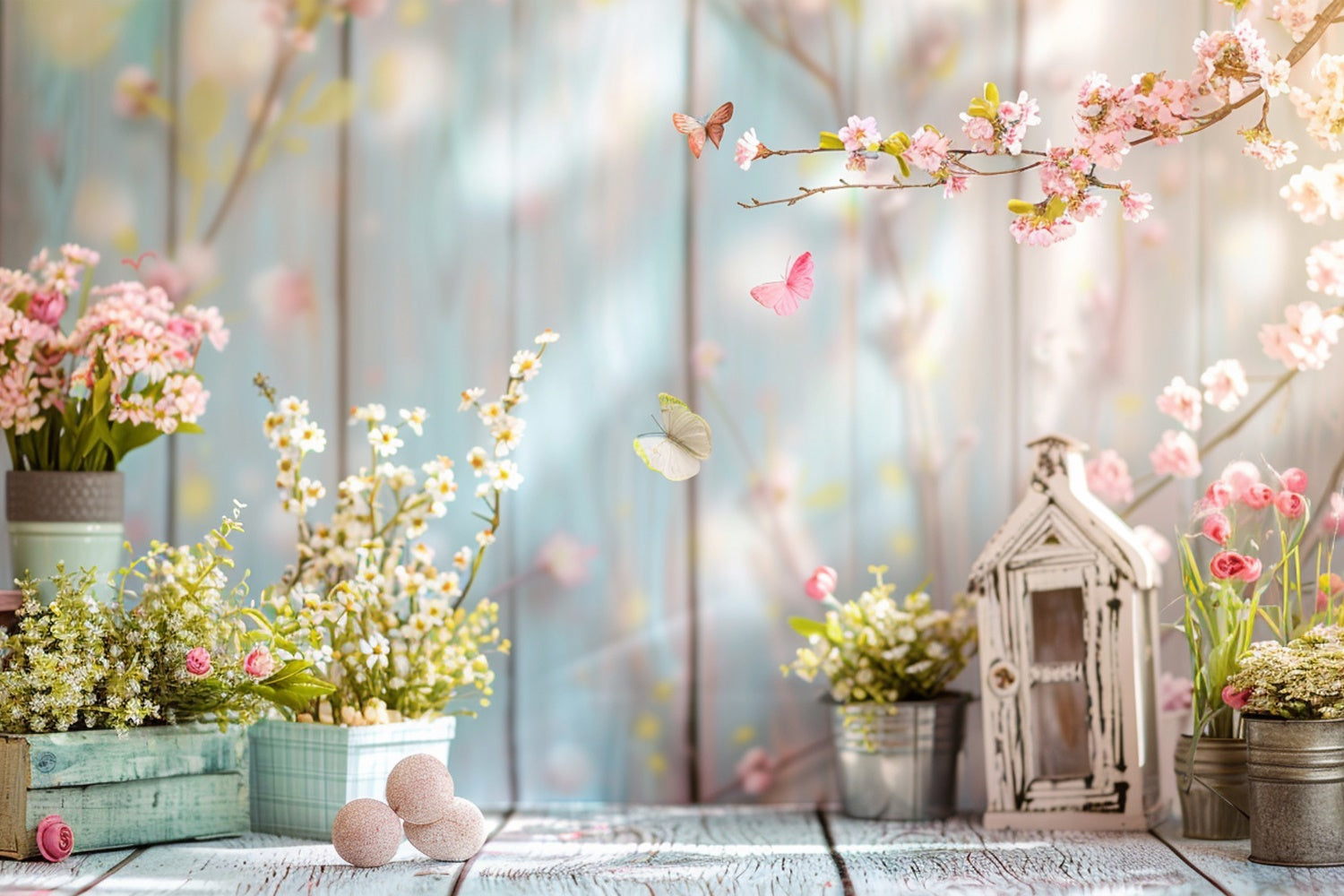 Spring Backdrops Ideas Butterfly Dance Floral Garden Backdrop BRP12-467