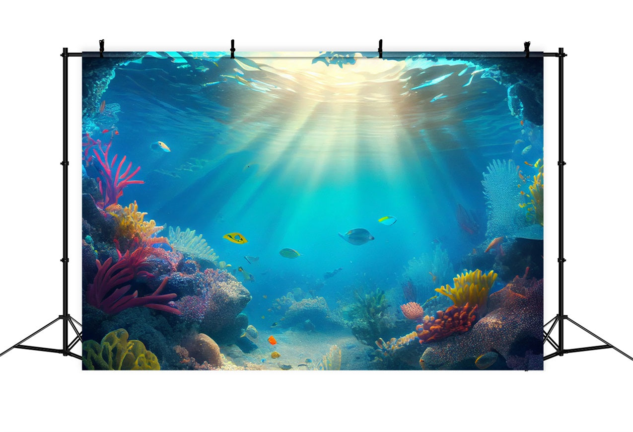 Mermaid Photography Backdrop Sunlit Coral Reef Backdrop BRP12-47