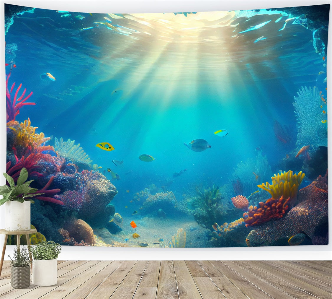 Mermaid Photography Backdrop Sunlit Coral Reef Backdrop BRP12-47