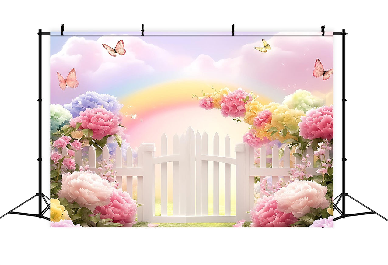 Spring Photo Backdrop Vibrant Flowers Pastel Rainbow Backdrop BRP12-478