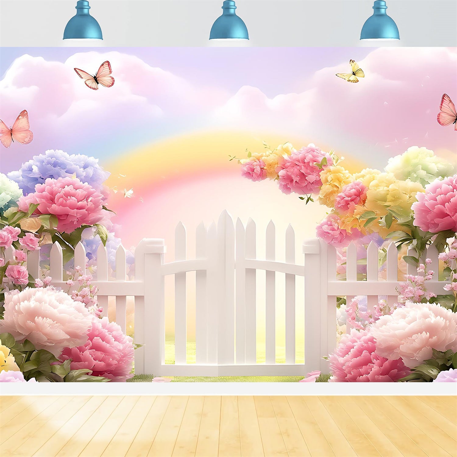 Spring Photo Backdrop Vibrant Flowers Pastel Rainbow Backdrop BRP12-478