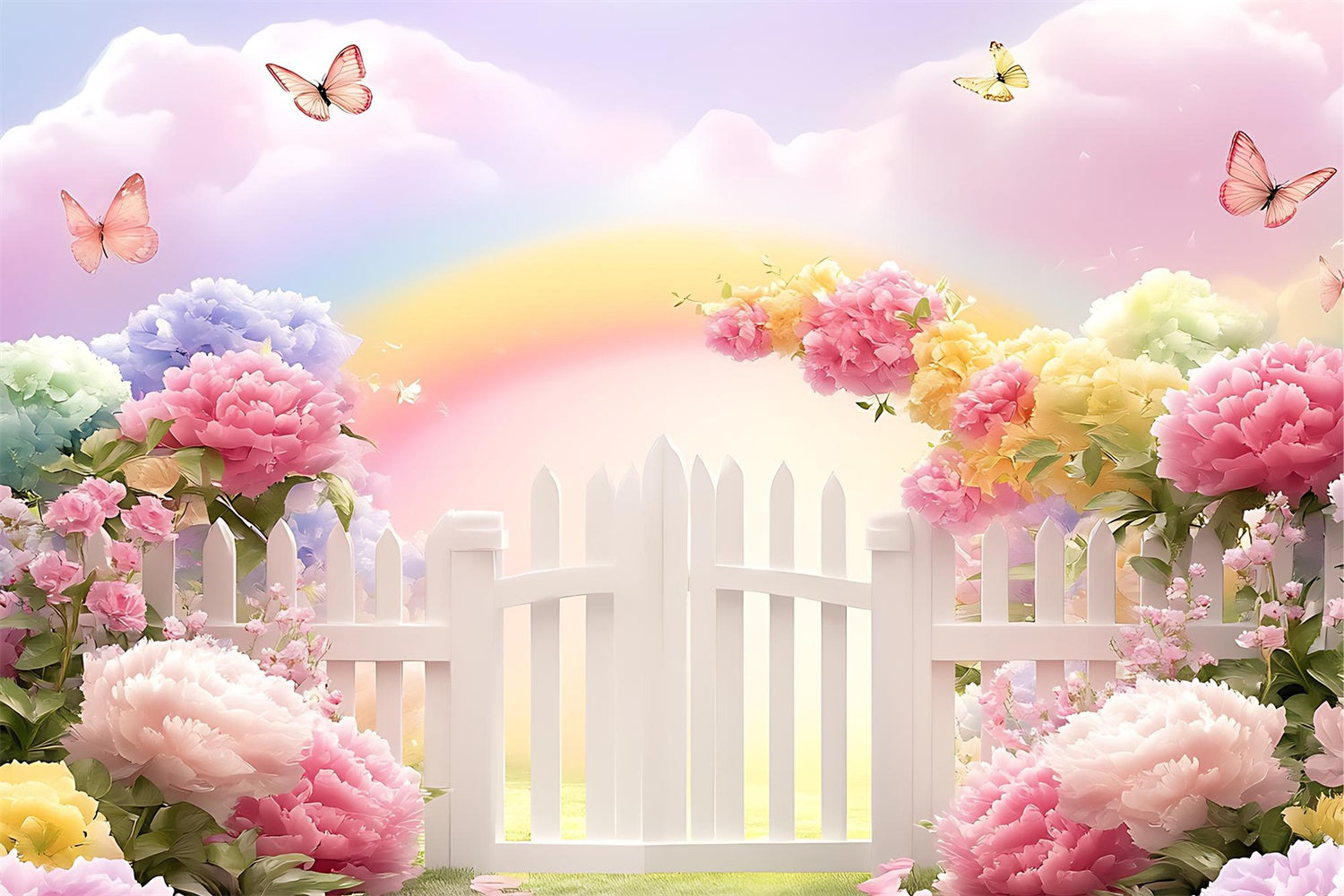 Spring Photo Backdrop Vibrant Flowers Pastel Rainbow Backdrop BRP12-478