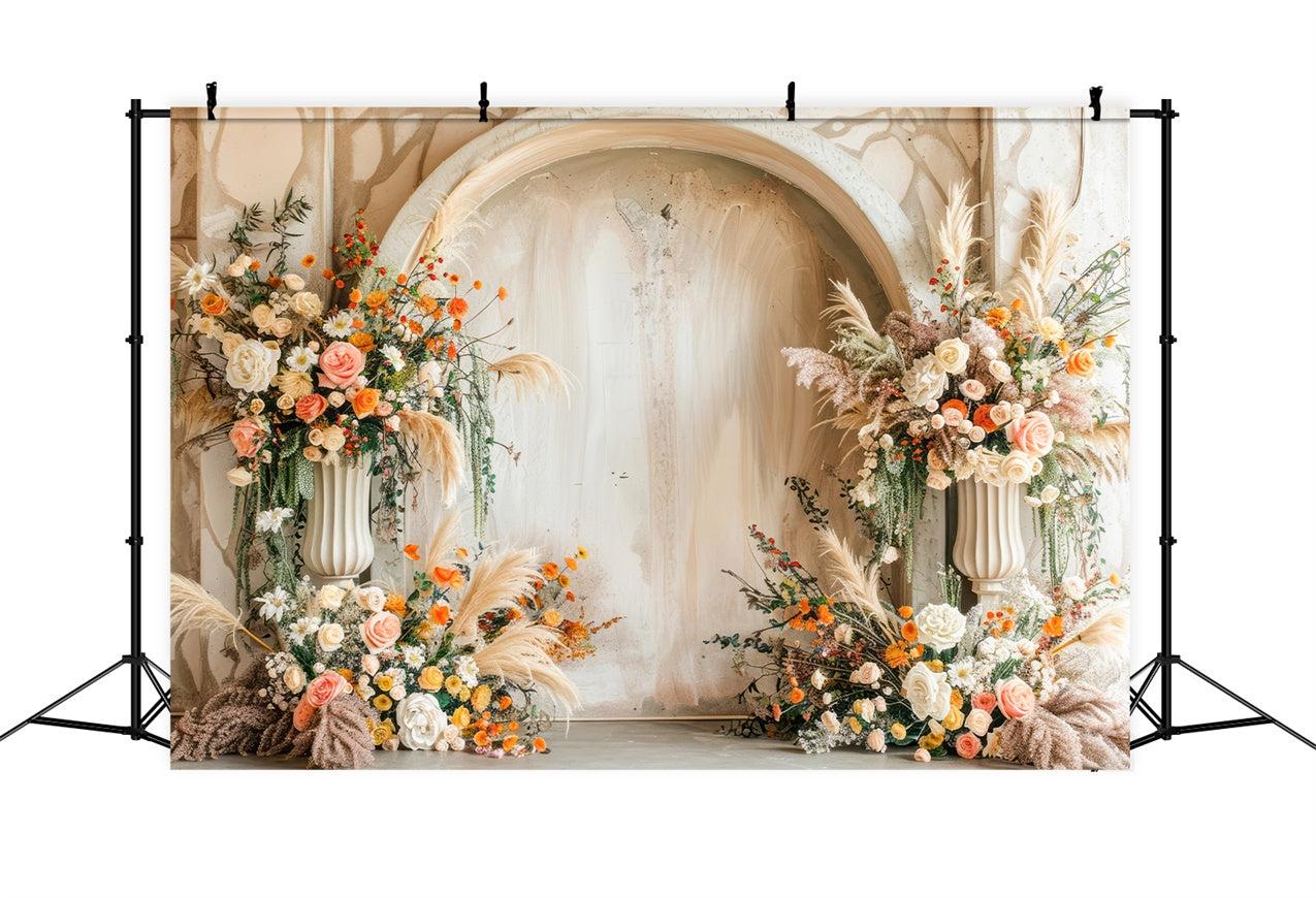 Spring Backdrops Photography Beige Archway Elegant Flower Backdrop BRP12-485