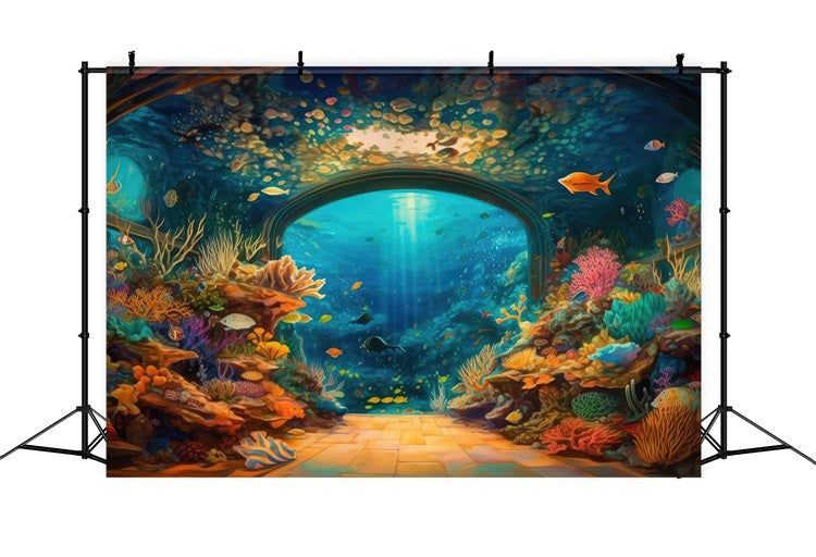 Mermaid Theme Backdrop Ornate Underwater Archway Backdrop BRP12-49