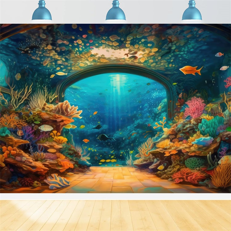 Mermaid Theme Backdrop Ornate Underwater Archway Backdrop BRP12-49