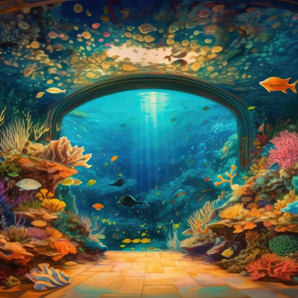 Mermaid Theme Backdrop Ornate Underwater Archway Backdrop BRP12-49