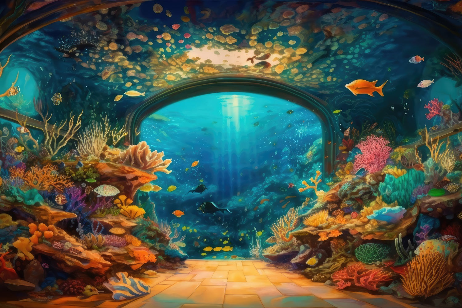 Mermaid Theme Backdrop Ornate Underwater Archway Backdrop BRP12-49