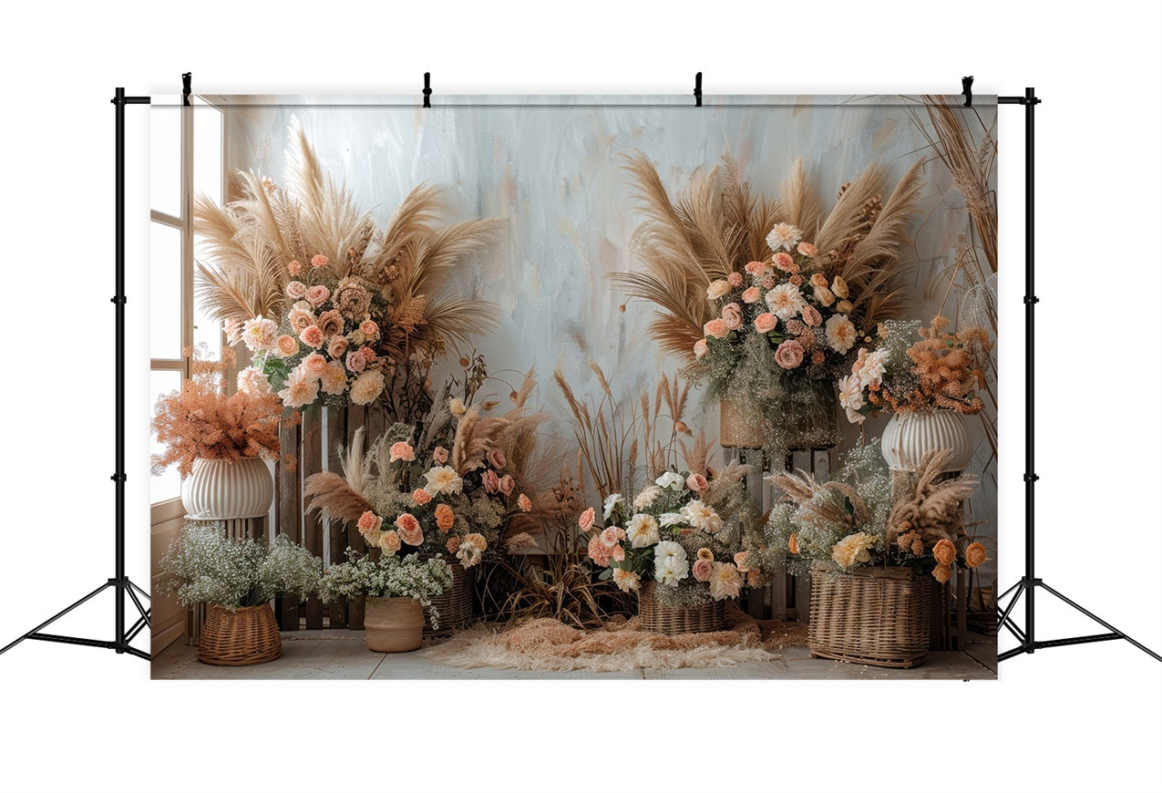 Spring Photography Backdrop Rustic Bohemian Flower Backdrop BRP12-492