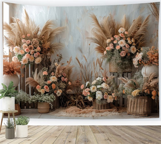 Spring Photography Backdrop Rustic Bohemian Flower Backdrop BRP12-492