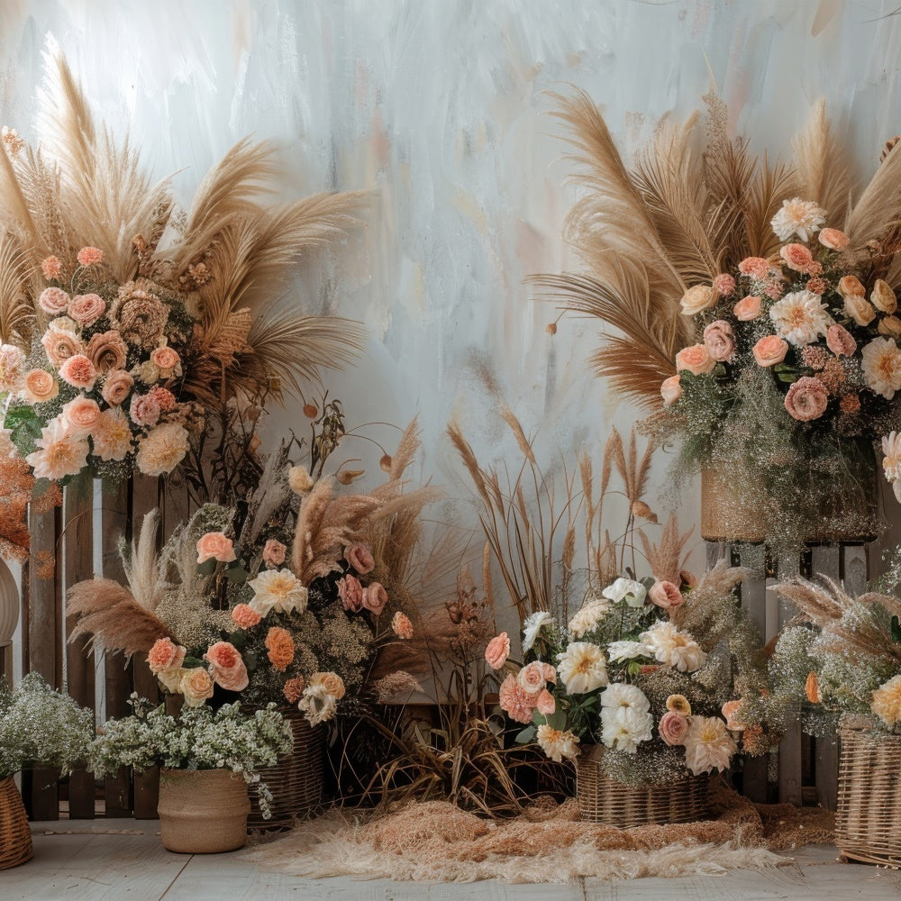 Spring Photography Backdrop Rustic Bohemian Flower Backdrop BRP12-492