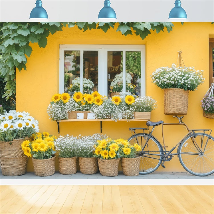 Spring Backdrop Flowers Vibrant Daisy Bicycle Backdrop BRP12-494