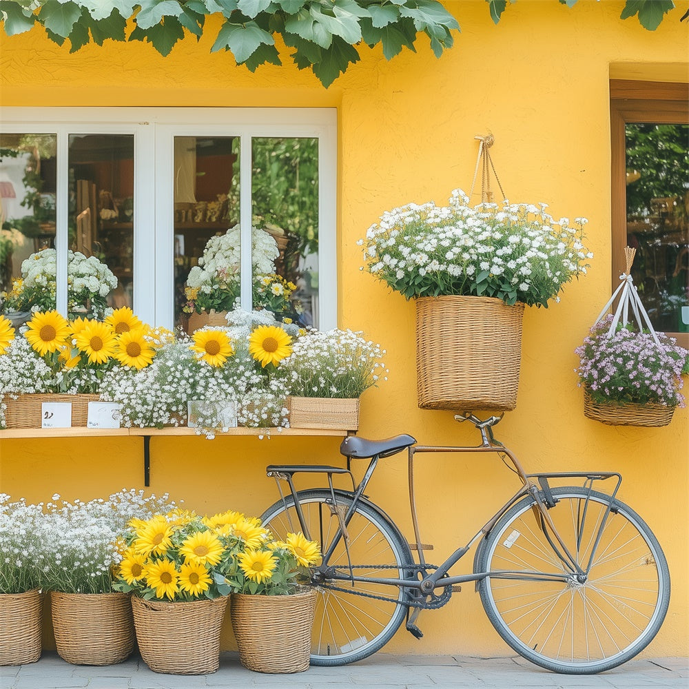 Spring Backdrop Flowers Vibrant Daisy Bicycle Backdrop BRP12-494