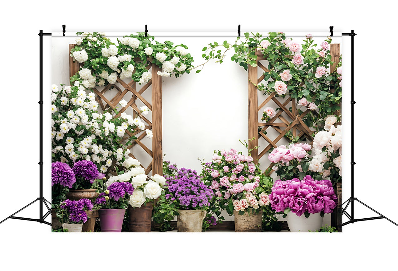 Spring Photography Backdrops Floral Garden Wooden Charm Backdrop BRP12-495