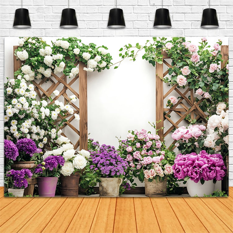 Spring Photography Backdrops Floral Garden Wooden Charm Backdrop BRP12-495