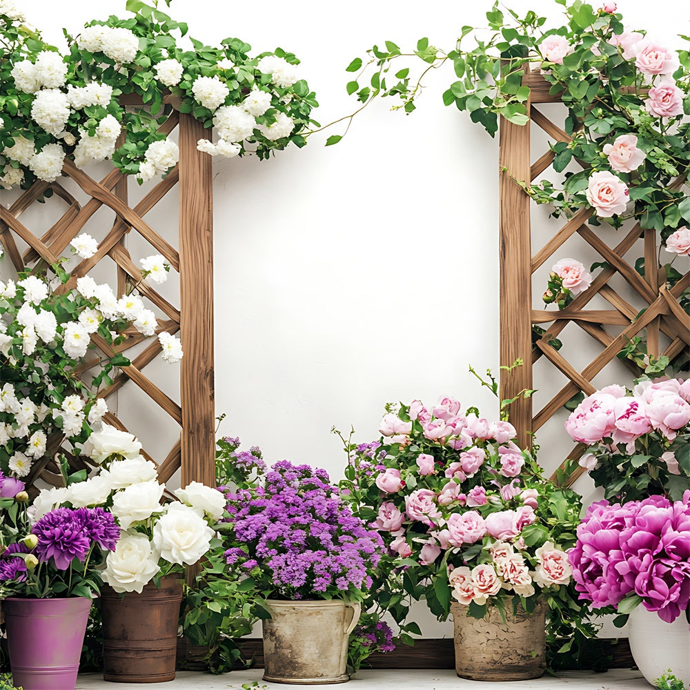 Spring Photography Backdrops Floral Garden Wooden Charm Backdrop BRP12-495