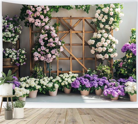 Spring Backdrop Floral Arrangement Rustic Trellis Backdrop BRP12-496