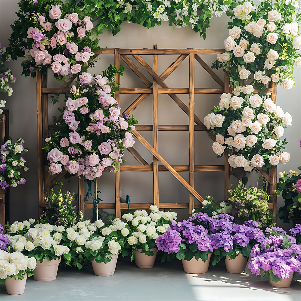 Spring Backdrop Floral Arrangement Rustic Trellis Backdrop BRP12-496